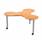 Kleeblatt 3er Tisch, 134x122 cm (B/T), Höhe wählbar,fahrbar, 